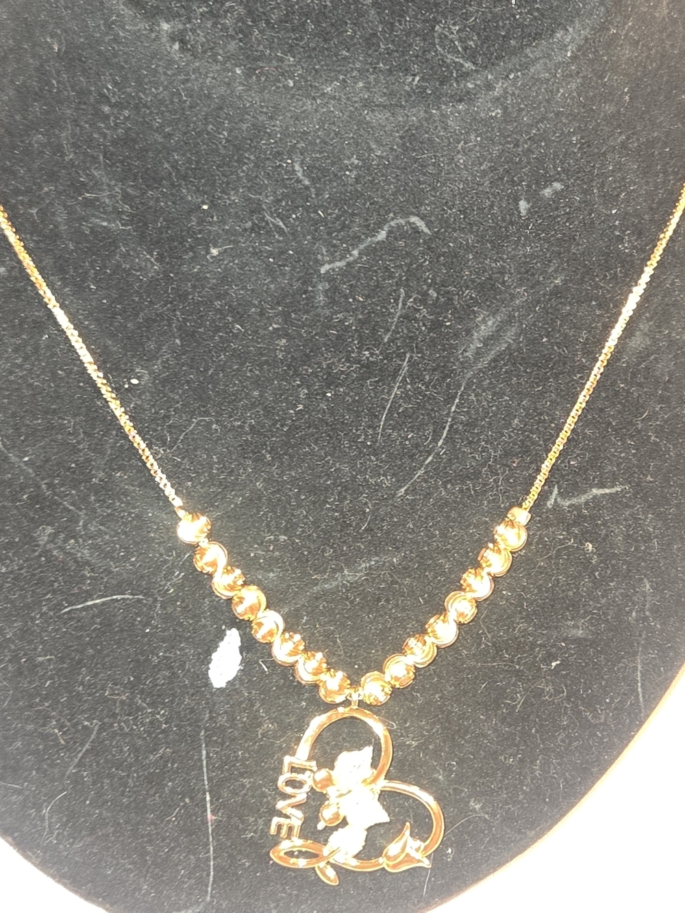 22kgp Dubai Jewelry Gold Heart 'Love' Pendant Necklace - Women's Jewelry